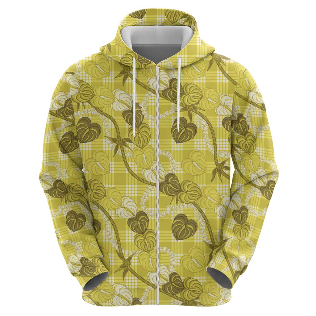 Anthurium Pikake Ti Leaf Palaka Zip Hoodie Yellow Version