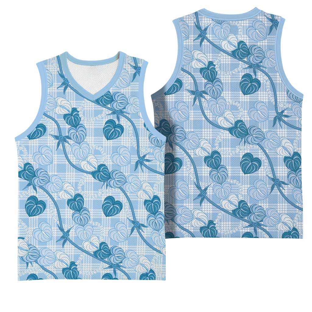 Anthurium Pikake Ti Leaf Palaka Basketball Jersey Blue Version