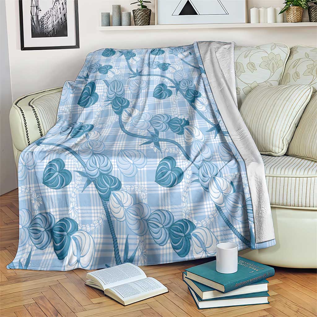 Anthurium Pikake Ti Leaf Palaka Blanket Blue Version