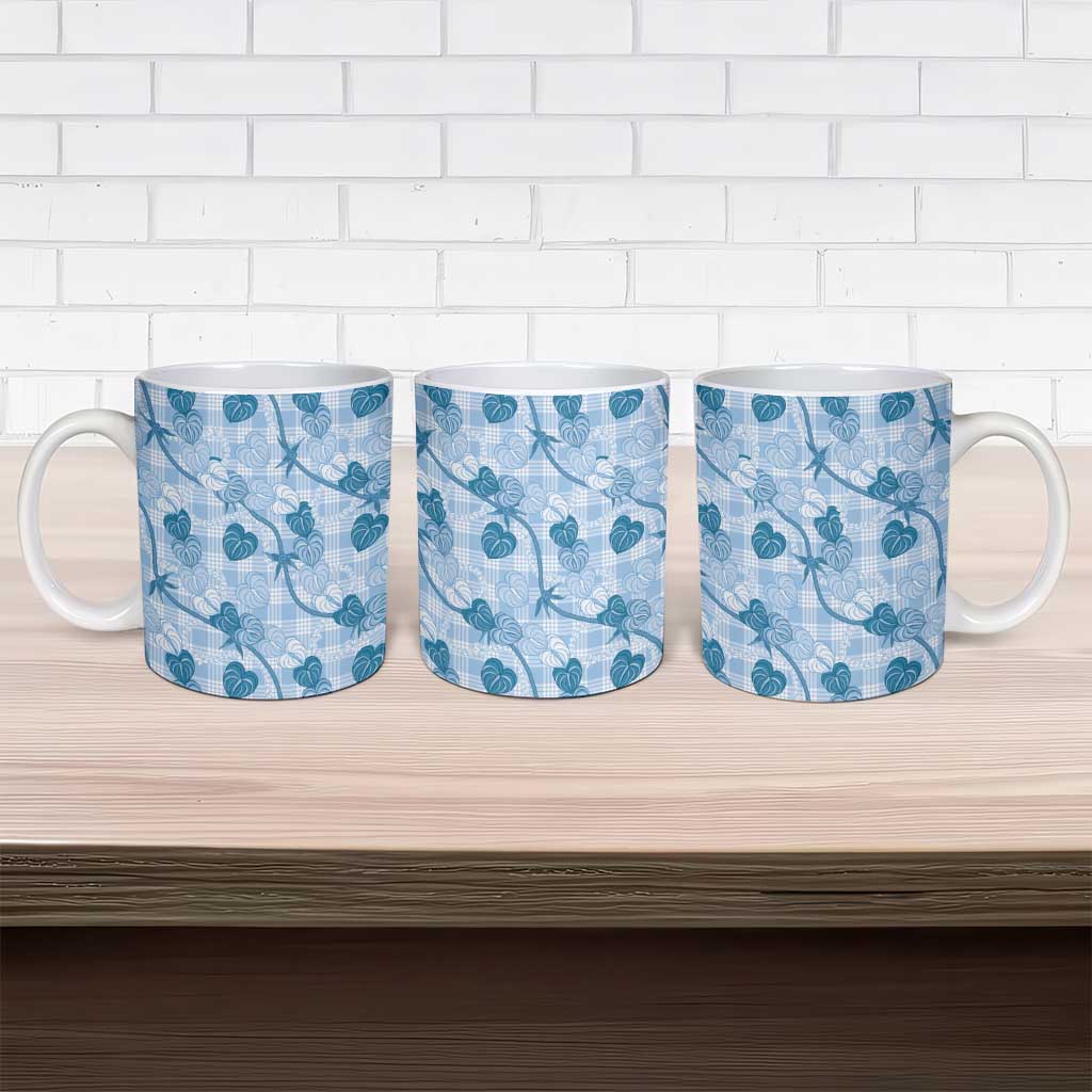Anthurium Pikake Ti Leaf Palaka Ceramic Mug Blue Version