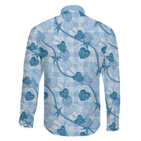 Anthurium Pikake Ti Leaf Palaka Family Matching Tank Maxi Dress and Hawaiian Shirt Blue Version