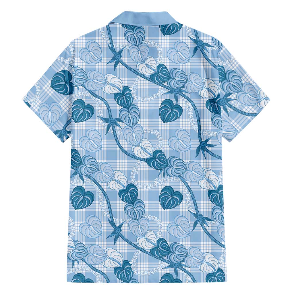 Anthurium Pikake Ti Leaf Palaka Hawaiian Shirt Blue Version
