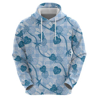Anthurium Pikake Ti Leaf Palaka Hoodie Blue Version