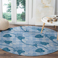 Anthurium Pikake Ti Leaf Palaka Round Carpet Blue Version