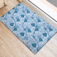 Anthurium Pikake Ti Leaf Palaka Rubber Doormat Blue Version