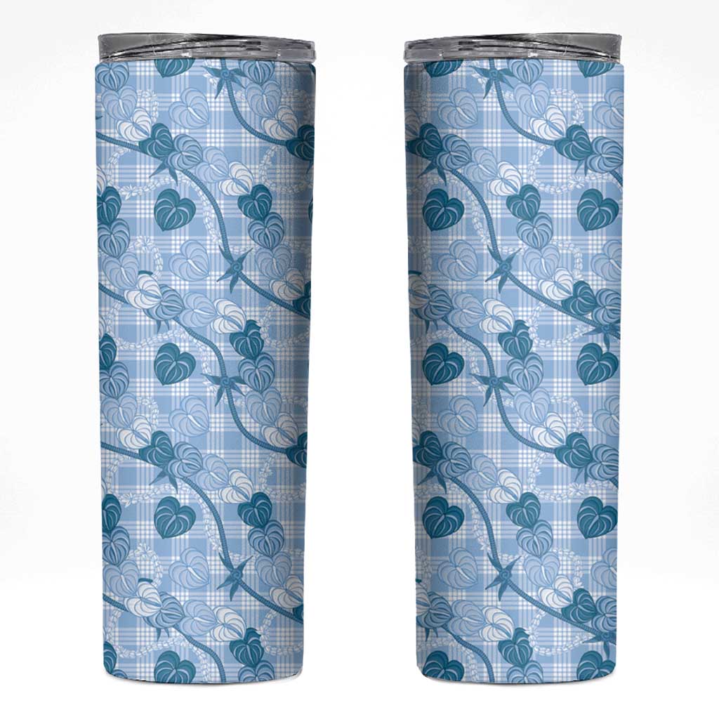 Anthurium Pikake Ti Leaf Palaka Skinny Tumbler Blue Version