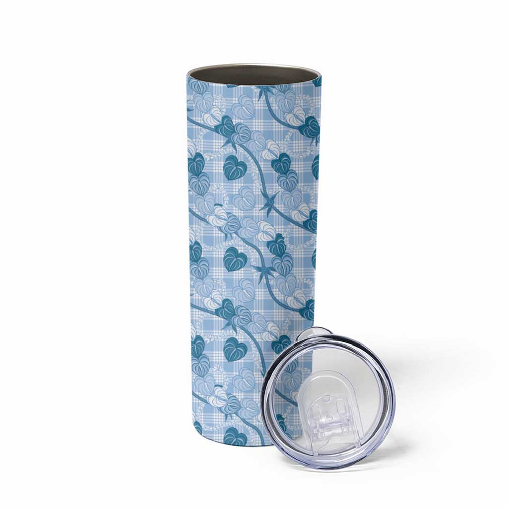 Anthurium Pikake Ti Leaf Palaka Skinny Tumbler Blue Version