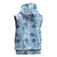 Anthurium Pikake Ti Leaf Palaka Sleeveless Hoodie Blue Version