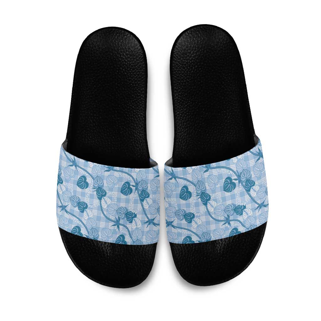 Anthurium Pikake Ti Leaf Palaka Slide Sandals Blue Version