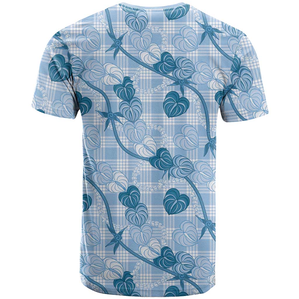 Anthurium Pikake Ti Leaf Palaka T Shirt Blue Version