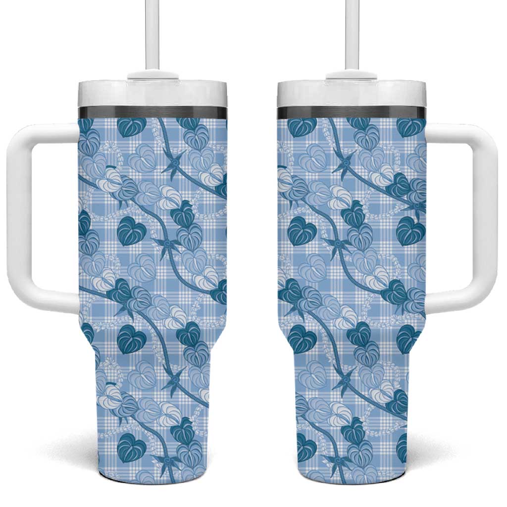 Anthurium Pikake Ti Leaf Palaka Tumbler With Handle Blue Version
