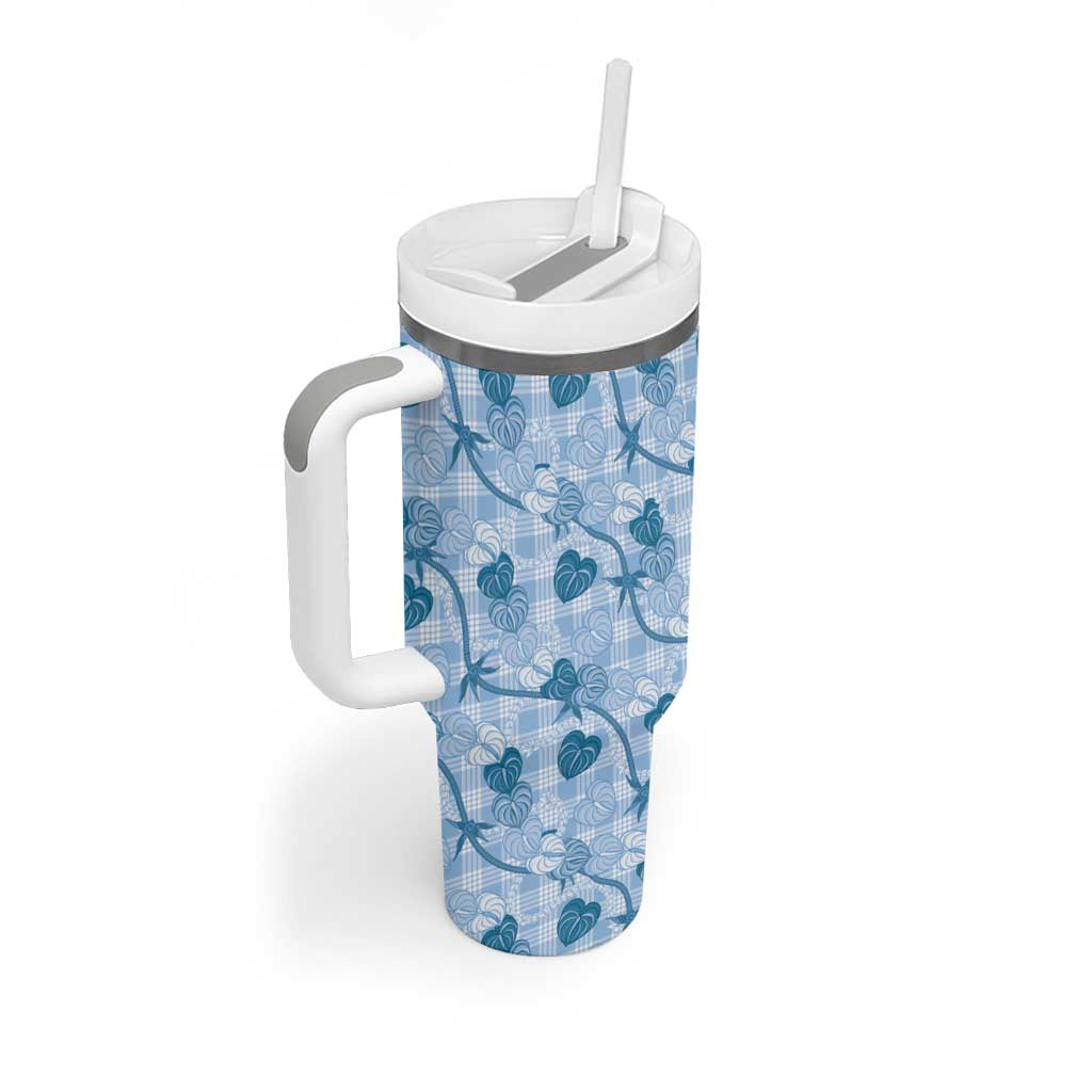 Anthurium Pikake Ti Leaf Palaka Tumbler With Handle Blue Version