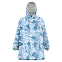 Anthurium Pikake Ti Leaf Palaka Wearable Blanket Hoodie Blue Version