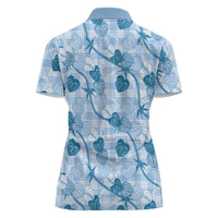 Anthurium Pikake Ti Leaf Palaka Women Polo Shirt Blue Version