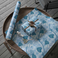 Anthurium Pikake Ti Leaf Palaka Wrapping Paper Blue Version