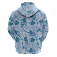 Anthurium Pikake Ti Leaf Palaka Zip Hoodie Blue Version
