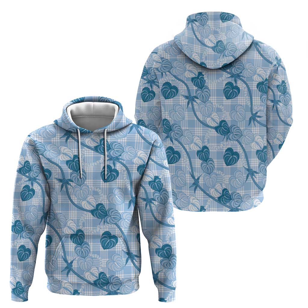 Anthurium Pikake Ti Leaf Palaka Zip Hoodie Blue Version