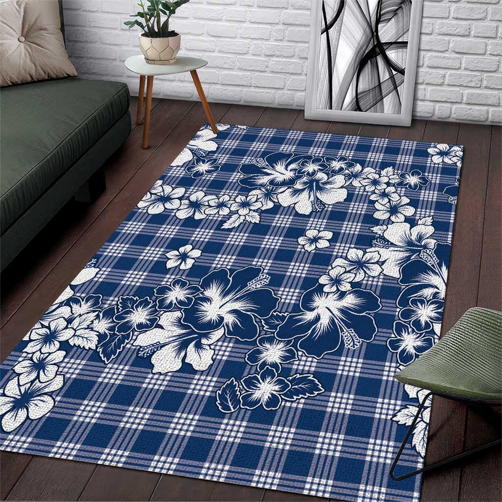 Hibiscus Pakala Cobalt Blue Royal Area Rug Tropical Floral Stylized - Polynesian Pride
