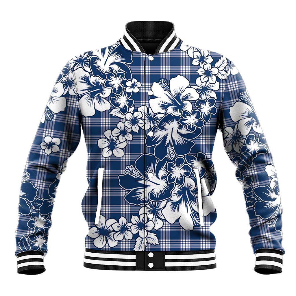 Hibiscus Pakala Cobalt Blue Royal Baseball Jacket Tropical Floral Stylized LT01 Unisex Blue - Polynesian Pride