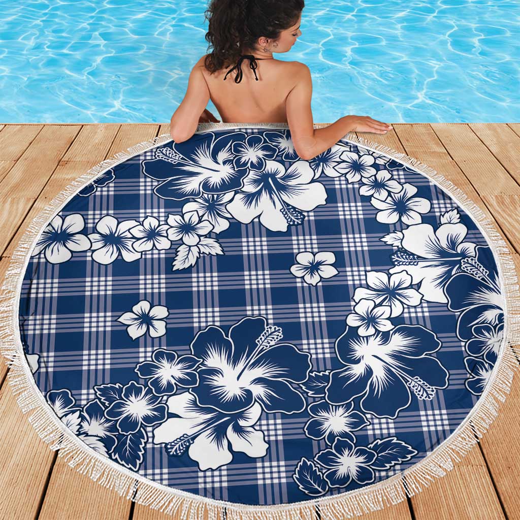 Hibiscus Pakala Cobalt Blue Royal Beach Blanket Tropical Floral Stylized - Polynesian Pride