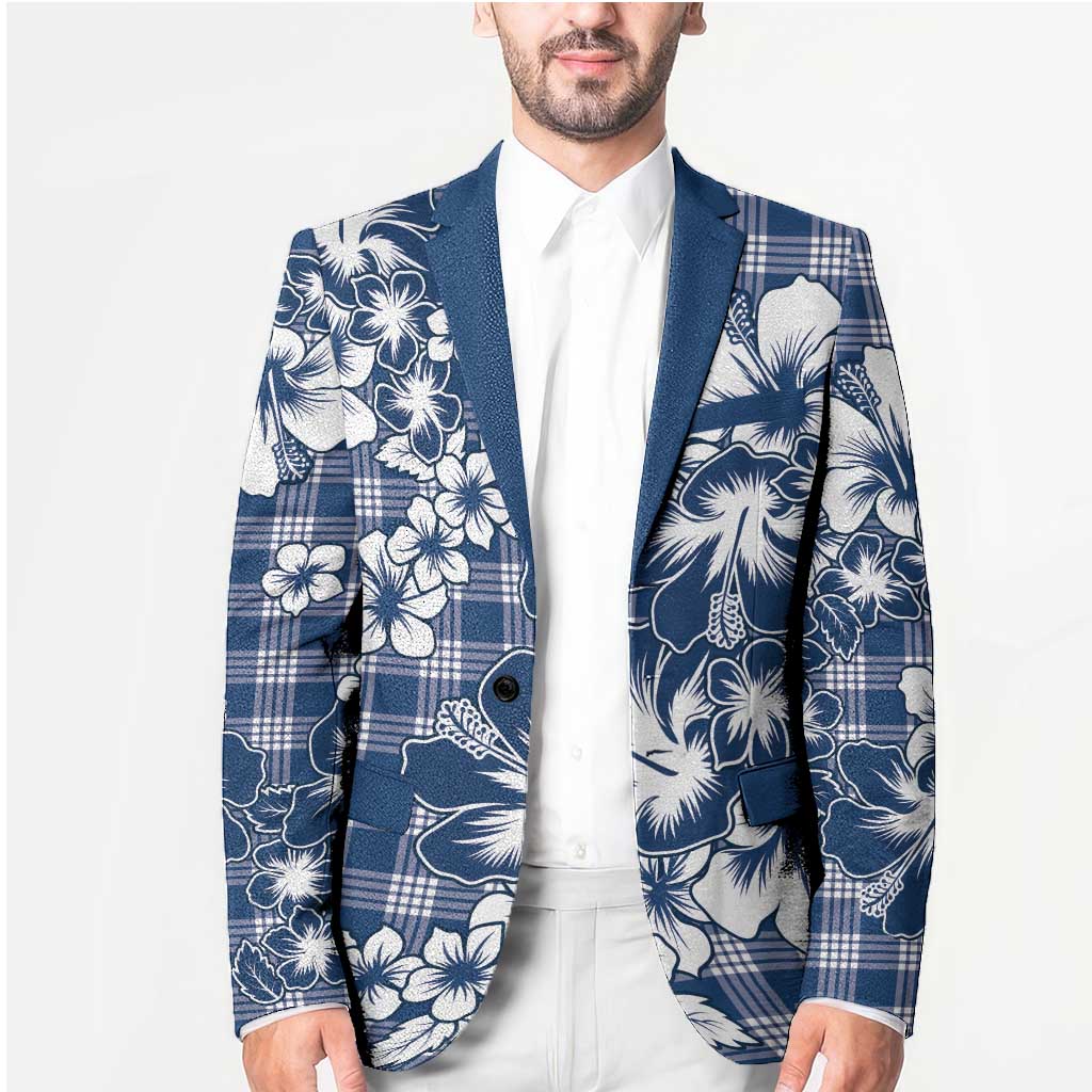 Hibiscus Pakala Cobalt Blue Royal Blazer Tropical Floral Stylized - Polynesian Pride