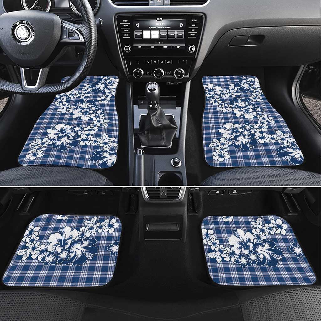 Hibiscus Pakala Cobalt Blue Royal Car Mats Tropical Floral Stylized - Polynesian Pride