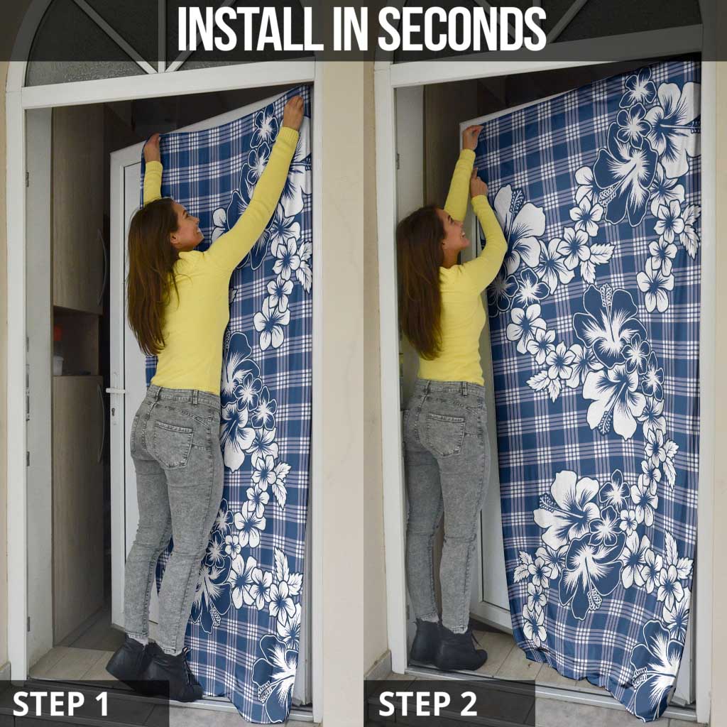 Hibiscus Pakala Cobalt Blue Royal Door Cover Tropical Floral Stylized - Polynesian Pride