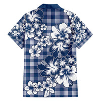 Hibiscus Pakala Cobalt Blue Royal Family Matching Short Sleeve Bodycon Dress and Hawaiian Shirt Tropical Floral Stylized - Polynesian Pride