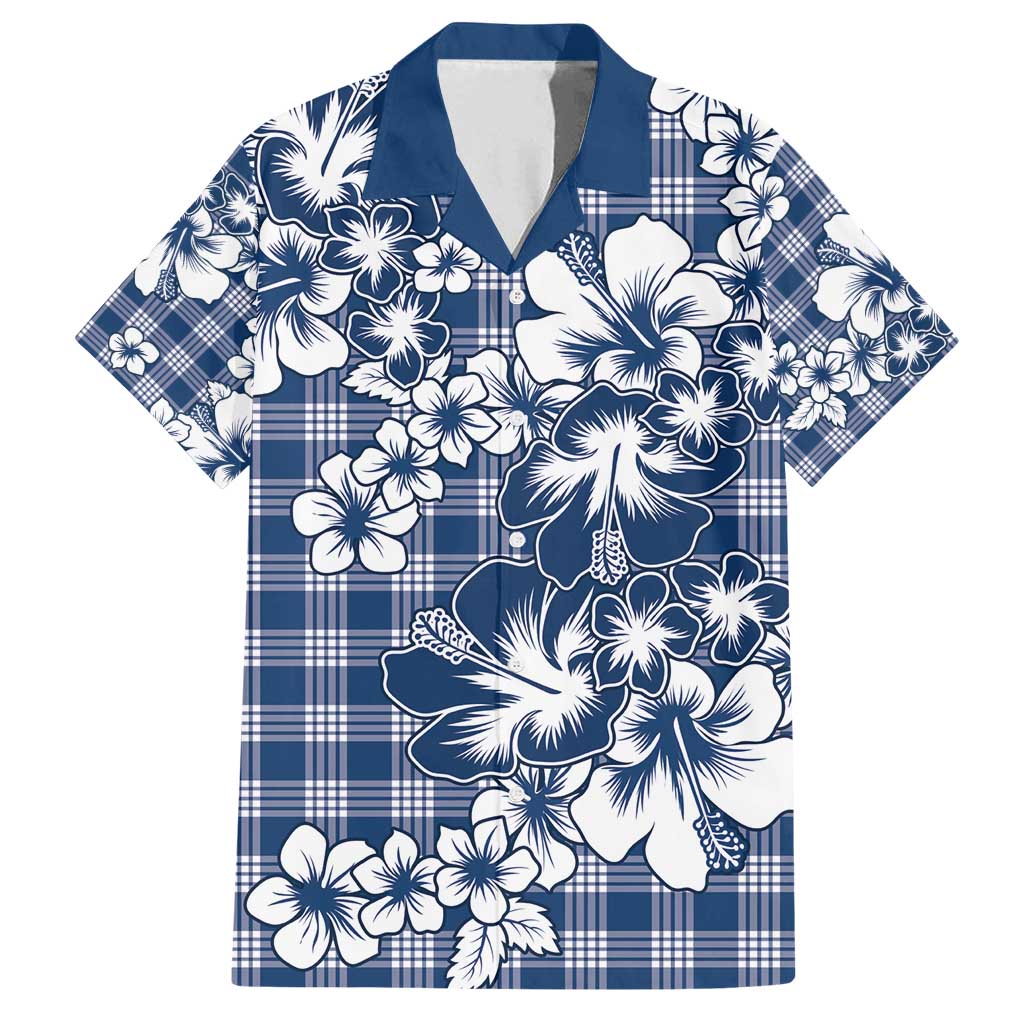 Hibiscus Pakala Cobalt Blue Royal Family Matching Summer Maxi Dress and Hawaiian Shirt Tropical Floral Stylized - Polynesian Pride