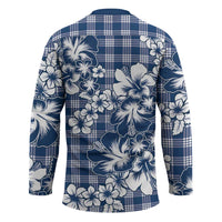 Hibiscus Pakala Cobalt Blue Royal Hockey Jersey Tropical Floral Stylized - Polynesian Pride
