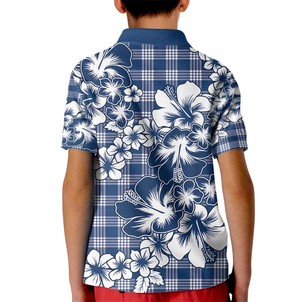 Hibiscus Pakala Cobalt Blue Royal Kid Polo Shirt Tropical Floral Stylized LT01 - Polynesian Pride