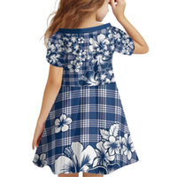 Hibiscus Pakala Cobalt Blue Royal Kid Short Sleeve Dress Tropical Floral Stylized - Polynesian Pride