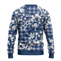 Hibiscus Pakala Cobalt Blue Royal Ugly Christmas Sweater Tropical Floral Stylized - Polynesian Pride
