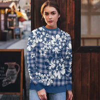 Hibiscus Pakala Cobalt Blue Royal Ugly Christmas Sweater Tropical Floral Stylized - Polynesian Pride