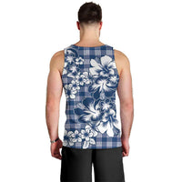 Hibiscus Pakala Cobalt Blue Royal Men Tank Top Tropical Floral Stylized - Polynesian Pride