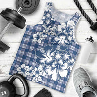 Hibiscus Pakala Cobalt Blue Royal Men Tank Top Tropical Floral Stylized - Polynesian Pride