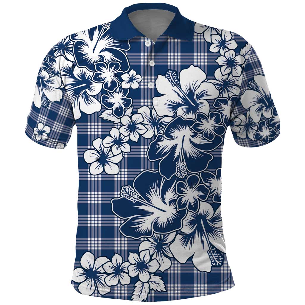 Hibiscus Pakala Cobalt Blue Royal Polo Shirt Tropical Floral Stylized LT01 Blue - Polynesian Pride