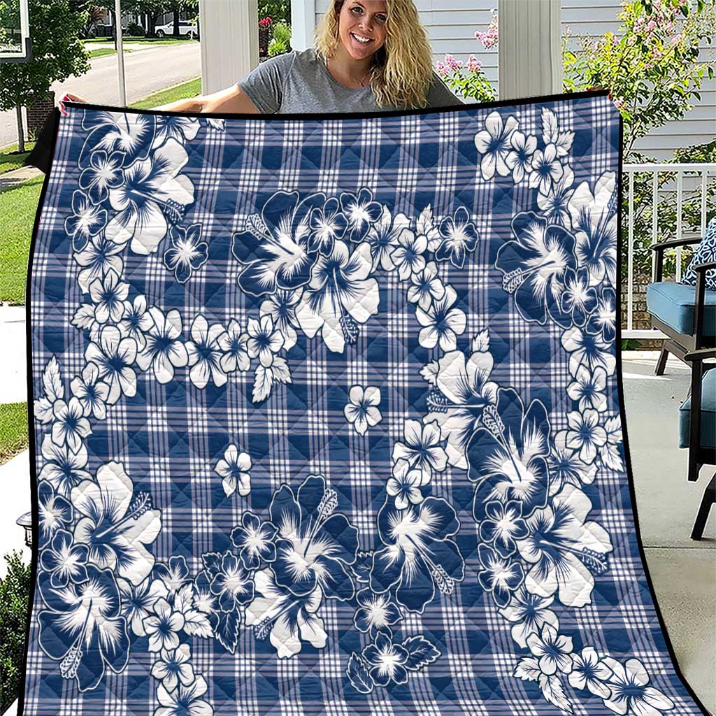 Hibiscus Pakala Cobalt Blue Royal Quilt Tropical Floral Stylized - Polynesian Pride