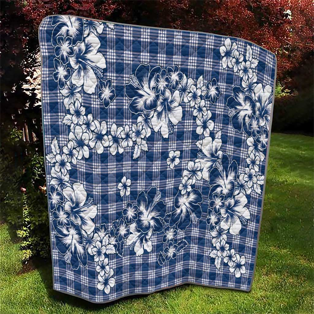 Hibiscus Pakala Cobalt Blue Royal Quilt Tropical Floral Stylized - Polynesian Pride