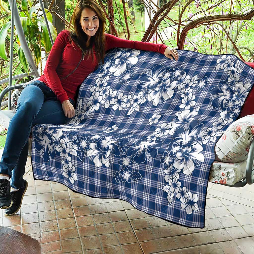 Hibiscus Pakala Cobalt Blue Royal Quilt Tropical Floral Stylized - Polynesian Pride