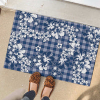 Hibiscus Pakala Cobalt Blue Royal Rubber Doormat Tropical Floral Stylized - Polynesian Pride