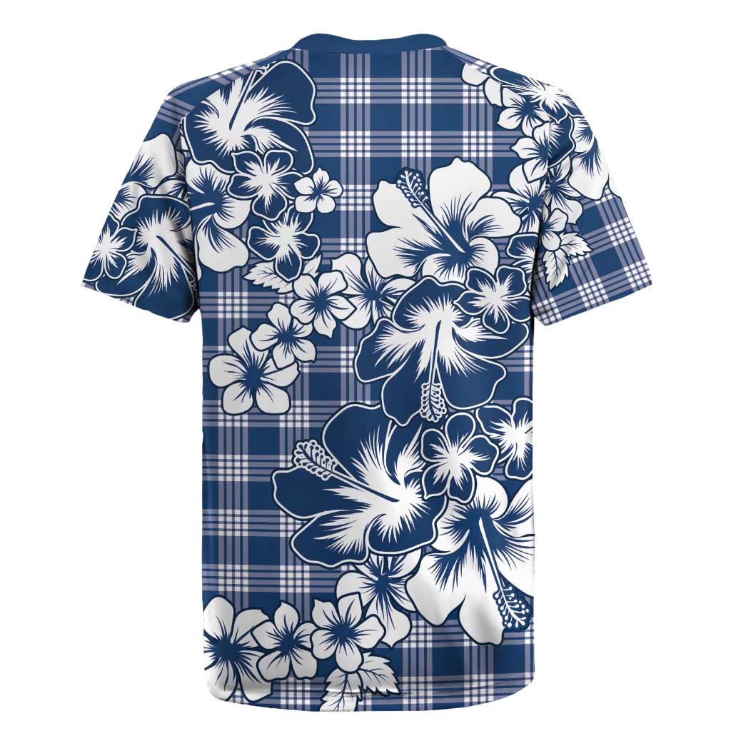 Hibiscus Pakala Cobalt Blue Royal Rugby Jersey Tropical Floral Stylized - Polynesian Pride