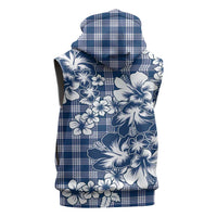 Hibiscus Pakala Cobalt Blue Royal Sleeveless Zip Hoodie Tropical Floral Stylized - Polynesian Pride