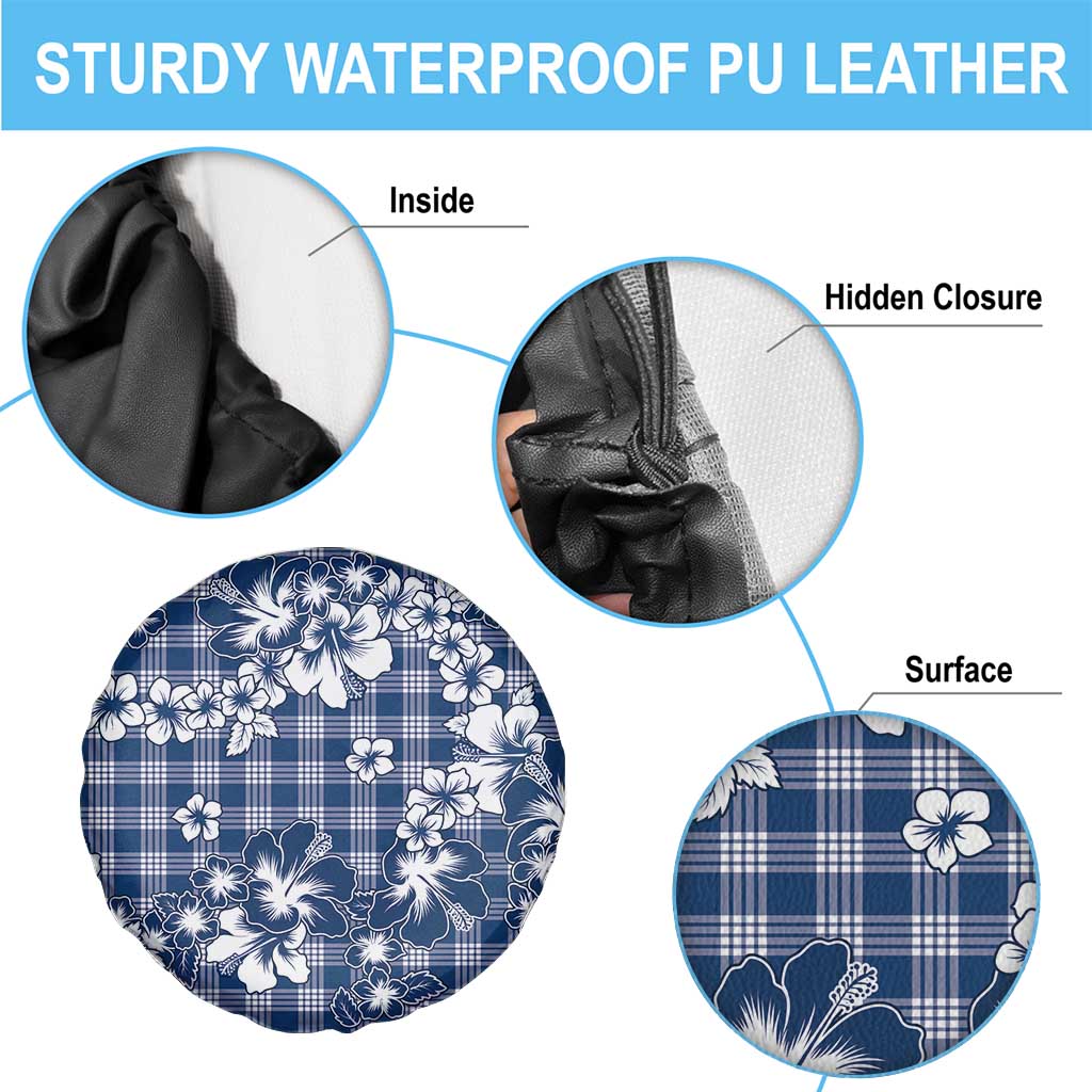 Hibiscus Pakala Cobalt Blue Royal Spare Tire Cover Tropical Floral Stylized - Polynesian Pride