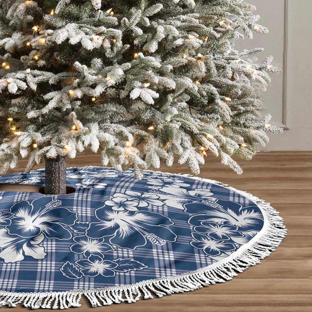Hibiscus Pakala Cobalt Blue Royal Tree Skirt Tropical Floral Stylized - Polynesian Pride