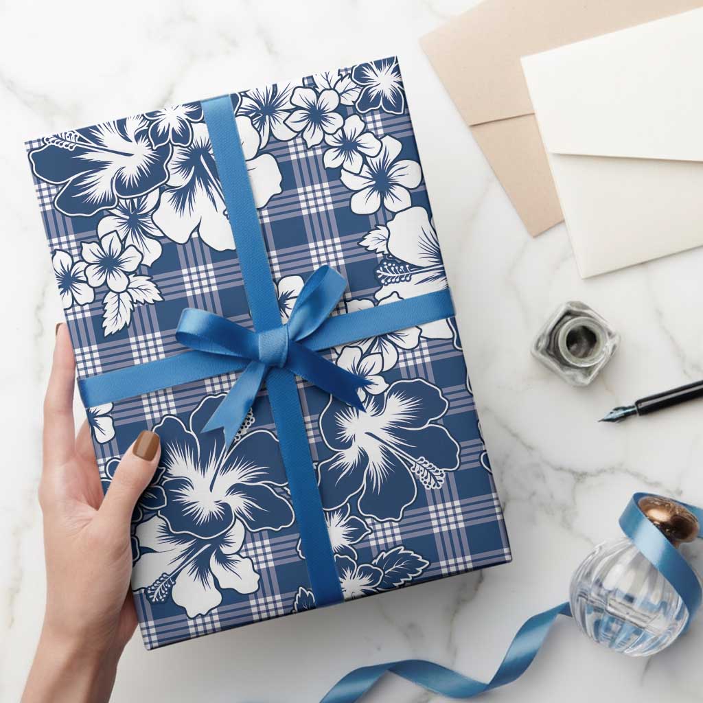 Hibiscus Pakala Cobalt Blue Royal Wrapping Paper Tropical Floral Stylized - Polynesian Pride