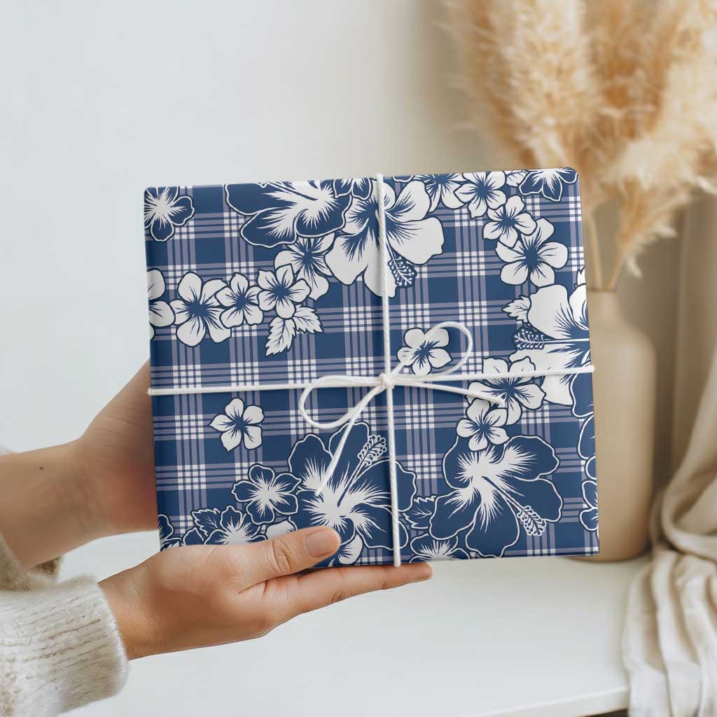 Hibiscus Pakala Cobalt Blue Royal Wrapping Paper Tropical Floral Stylized - Polynesian Pride