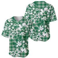 Hibiscus Pakala Emerald Green Baseball Jersey Tropical Floral Stylized - Polynesian Pride