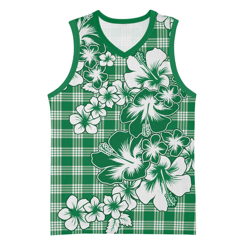 Hibiscus Pakala Emerald Green Basketball Jersey Tropical Floral Stylized - Polynesian Pride