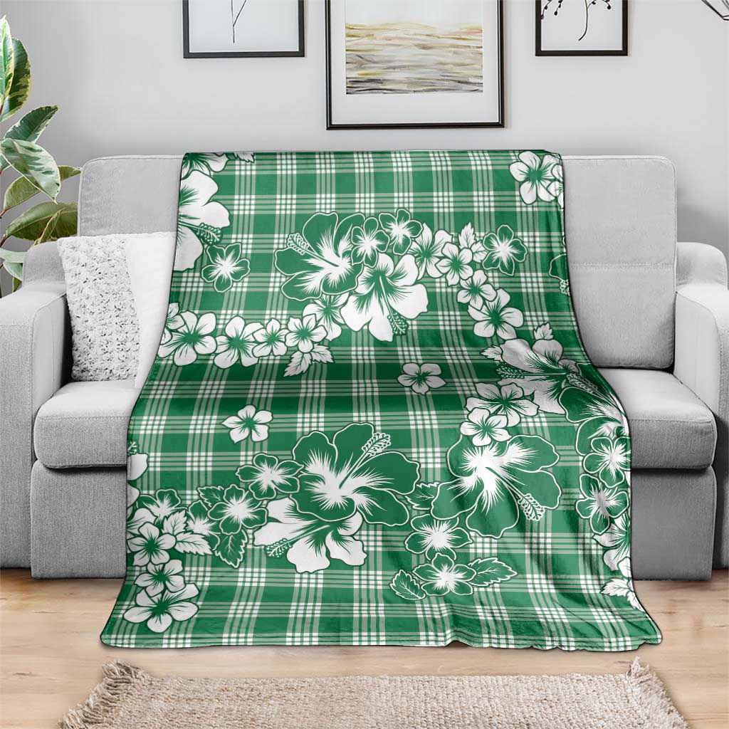Hibiscus Pakala Emerald Green Blanket Tropical Floral Stylized - Polynesian Pride